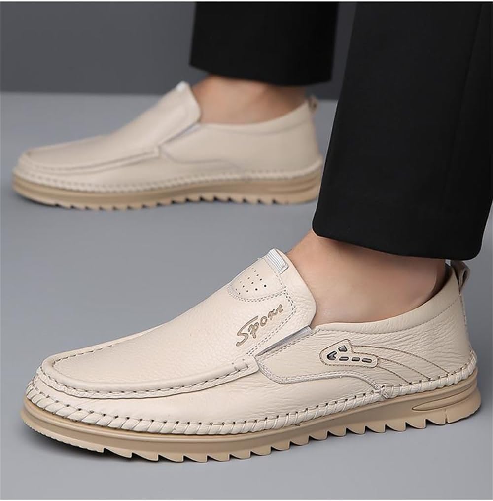 Мужские лоферы Повседневная обувь Слипоны Вождение Лоферы с резиновой подошвой Мягкие Abborora, бежевый — фото 4