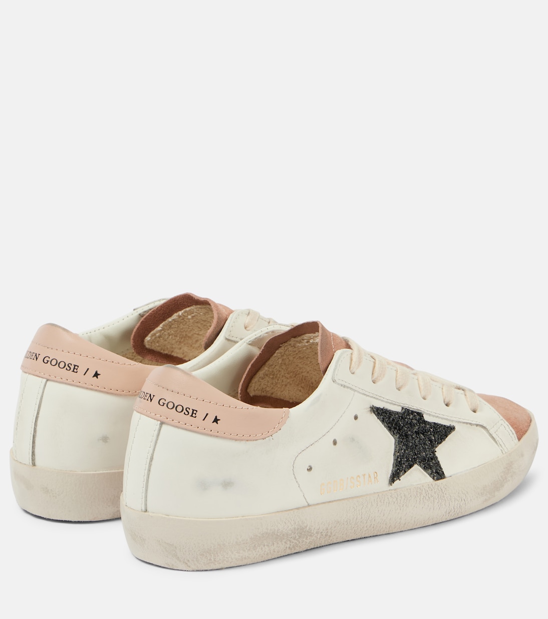 Супер Стар кожаные кроссовки с блестками Golden Goose, Milk/Pink/Dark Blue — фото 4