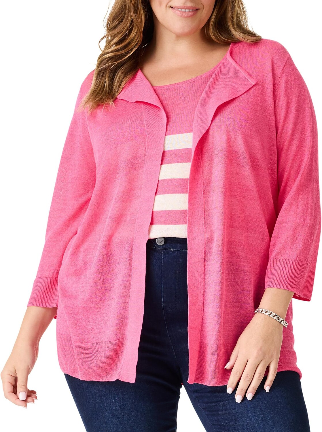 

Свитер NIC+ZOE Plus Size Featherweight Flyaway Cardigan, цвет Wild Pink