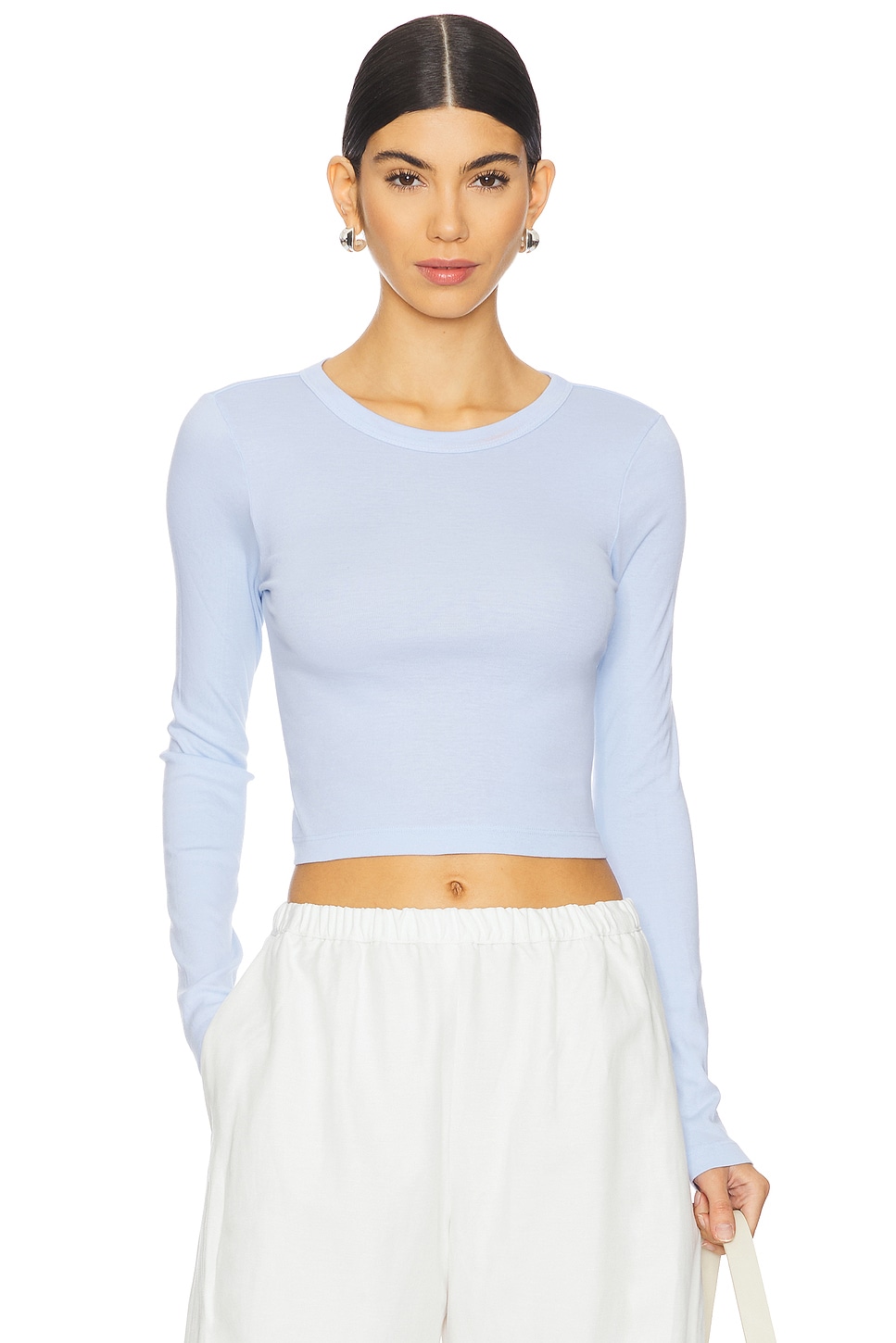 

Детский кроп-топ с длинным рукавом из супима Enza Costa, light blue