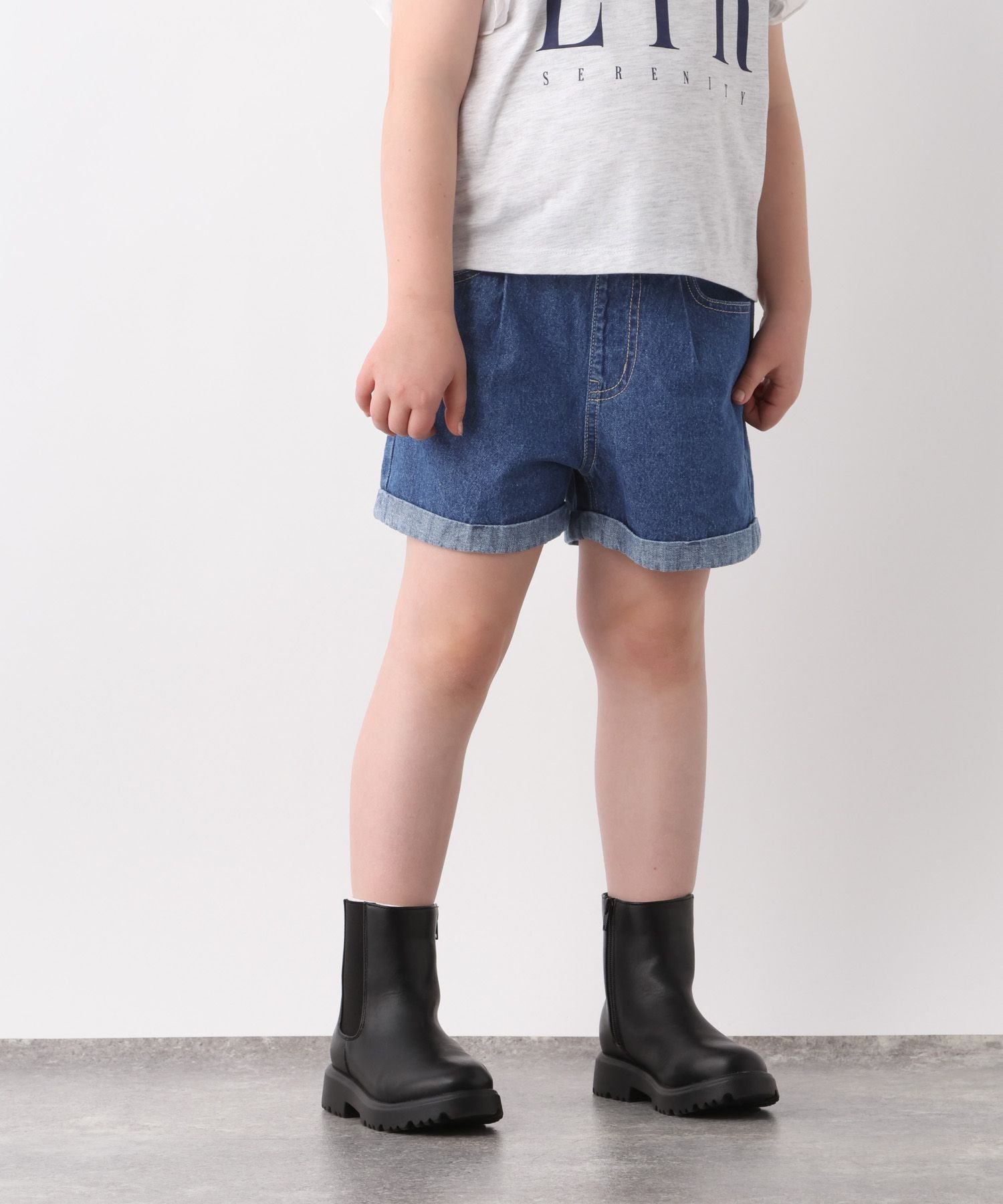 Хорошие джинсовые шорты с подворотом для детей/638046 GLOBAL WORK, Medium-thick denim 85