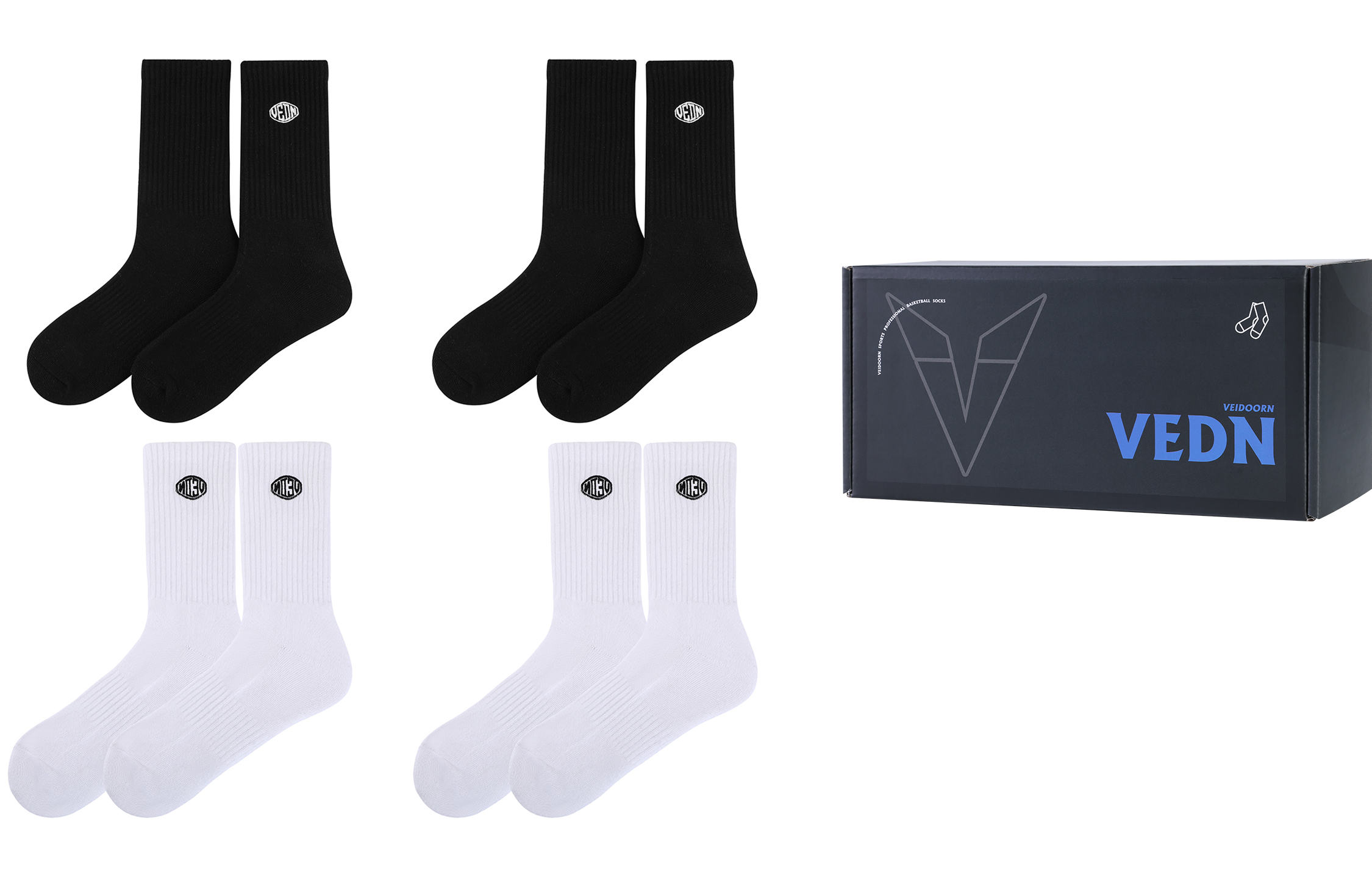 

Гольфы унисекс VEIDOORN, 3 Pack (Lightning White+Pink+Blue)