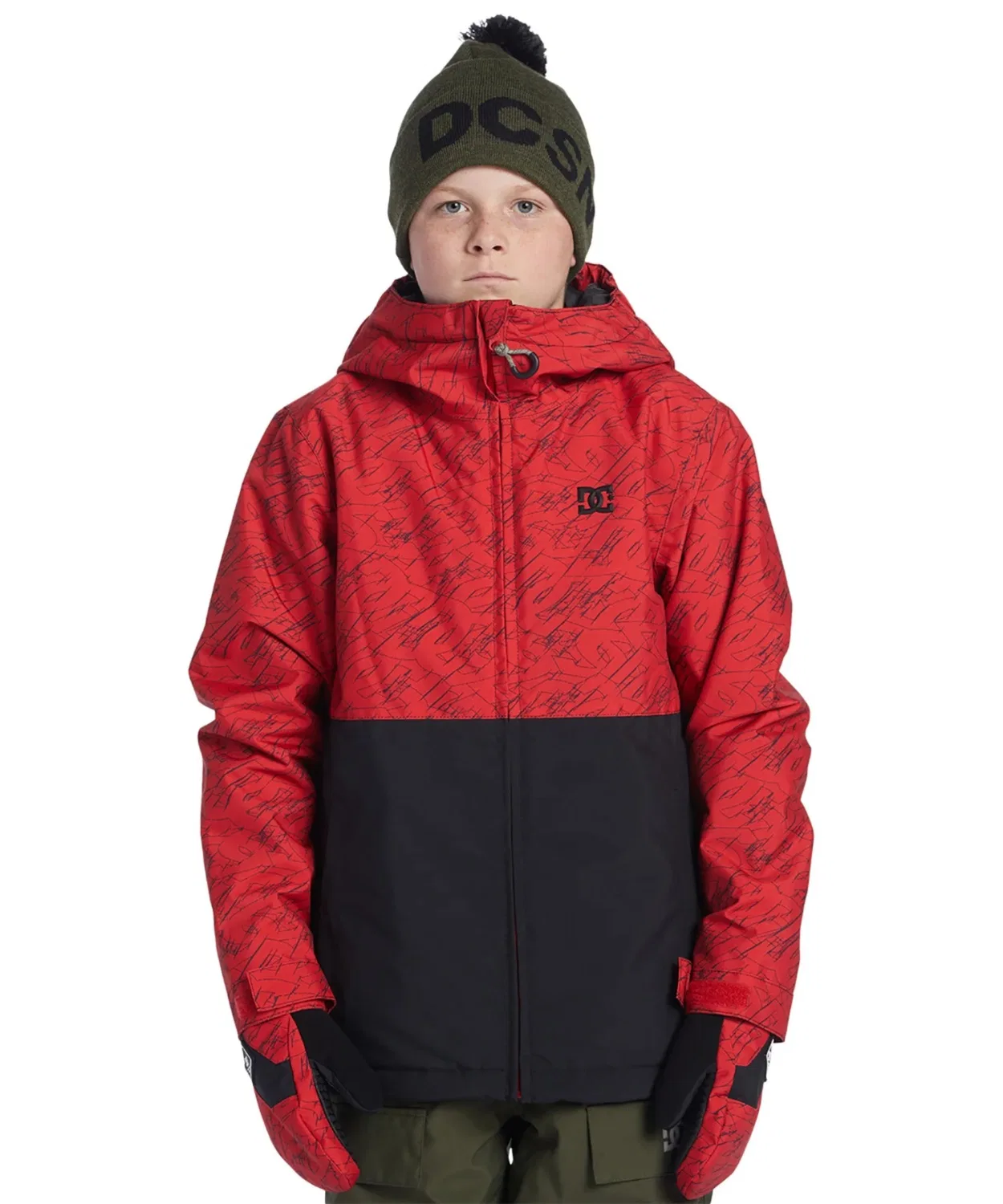 Детская куртка для сноуборда DC Shoes BASIS PRINT YOUTH с принтом, красная