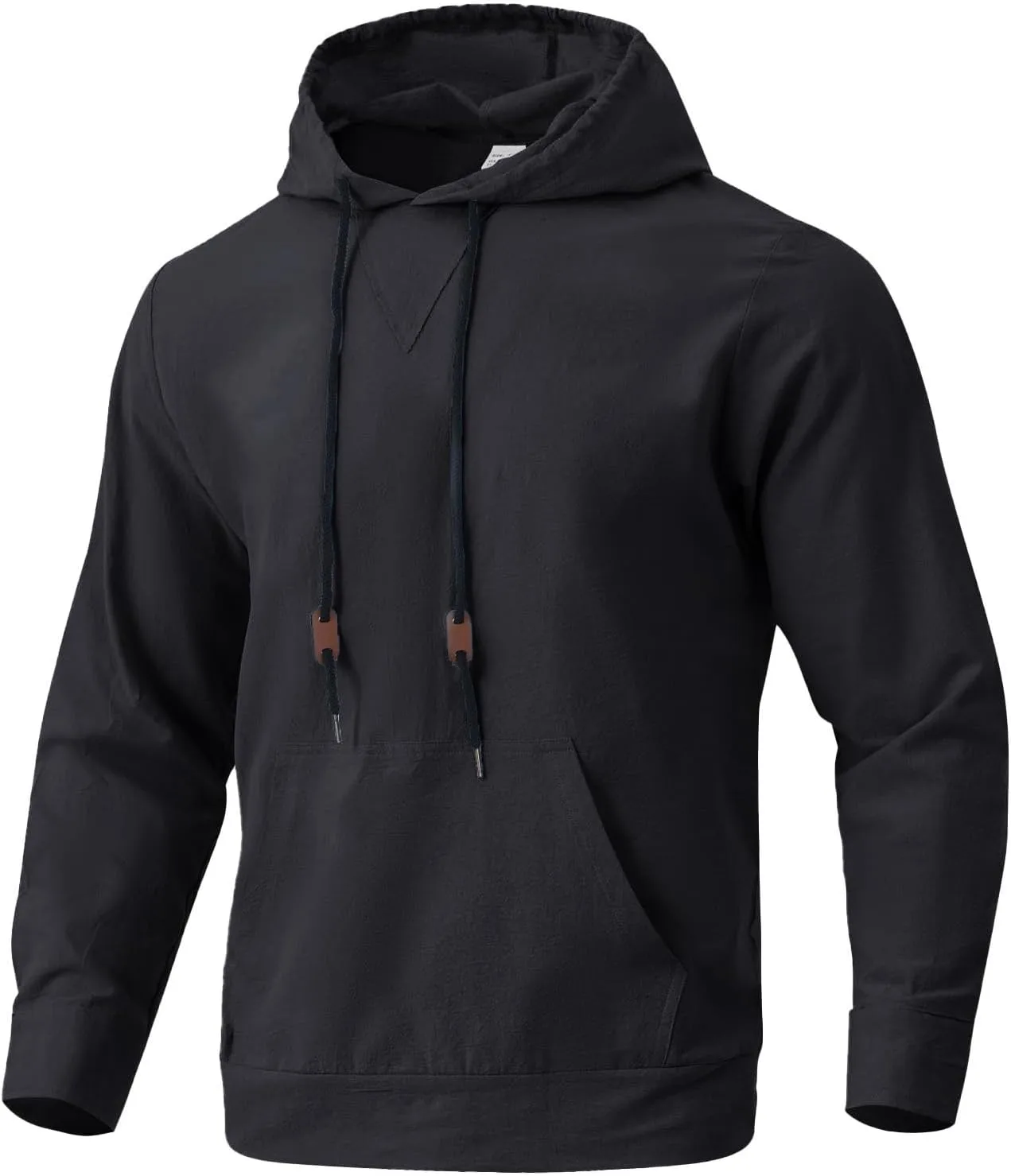 

Толстовка с капюшоном evzosrz, лен, с карманом-кенгуру