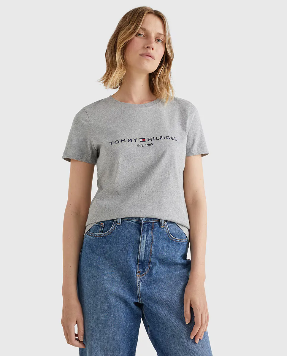 

Женская футболка с короткими рукавами и круглым вырезом Tommy Hilfiger, светло-серый