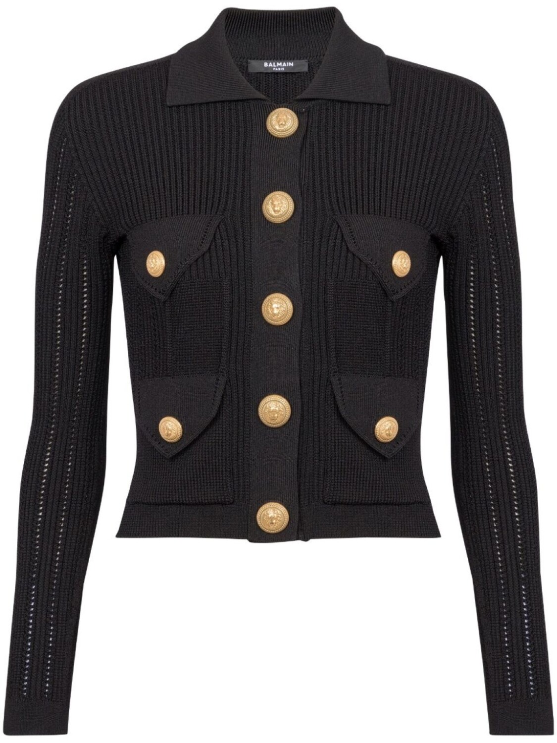 

Balmain кардиган в рубчик на пуговицах, черный