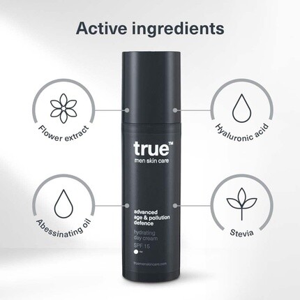 Крем для лица SPF TRUE MEN SKIN CARE Увлажняющий дневной для ухода за кожей с, защита от старения и загрязнений — фото 3