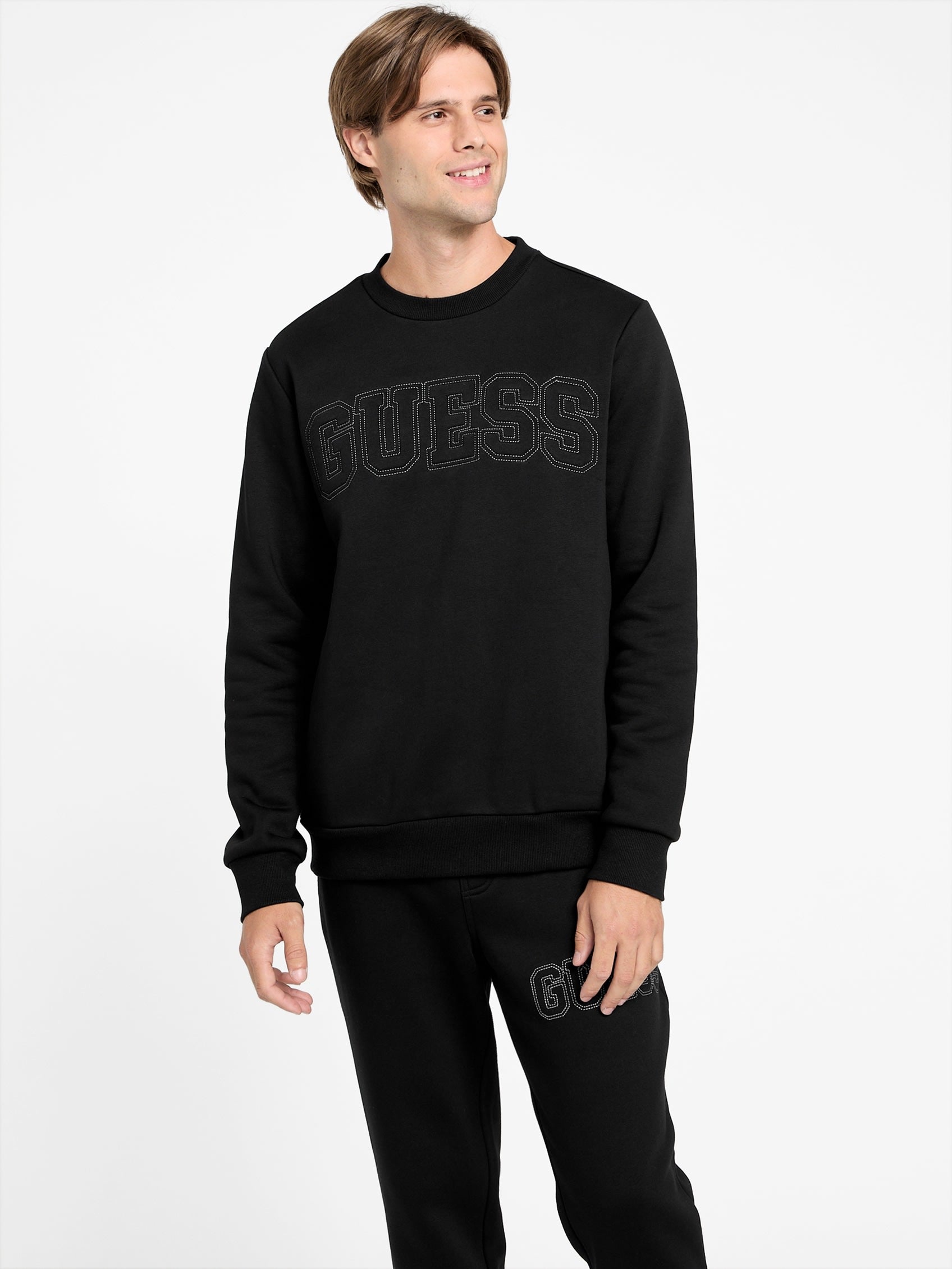 

Пуловер с круглым вырезом и логотипом Saul Guess Factory, черный