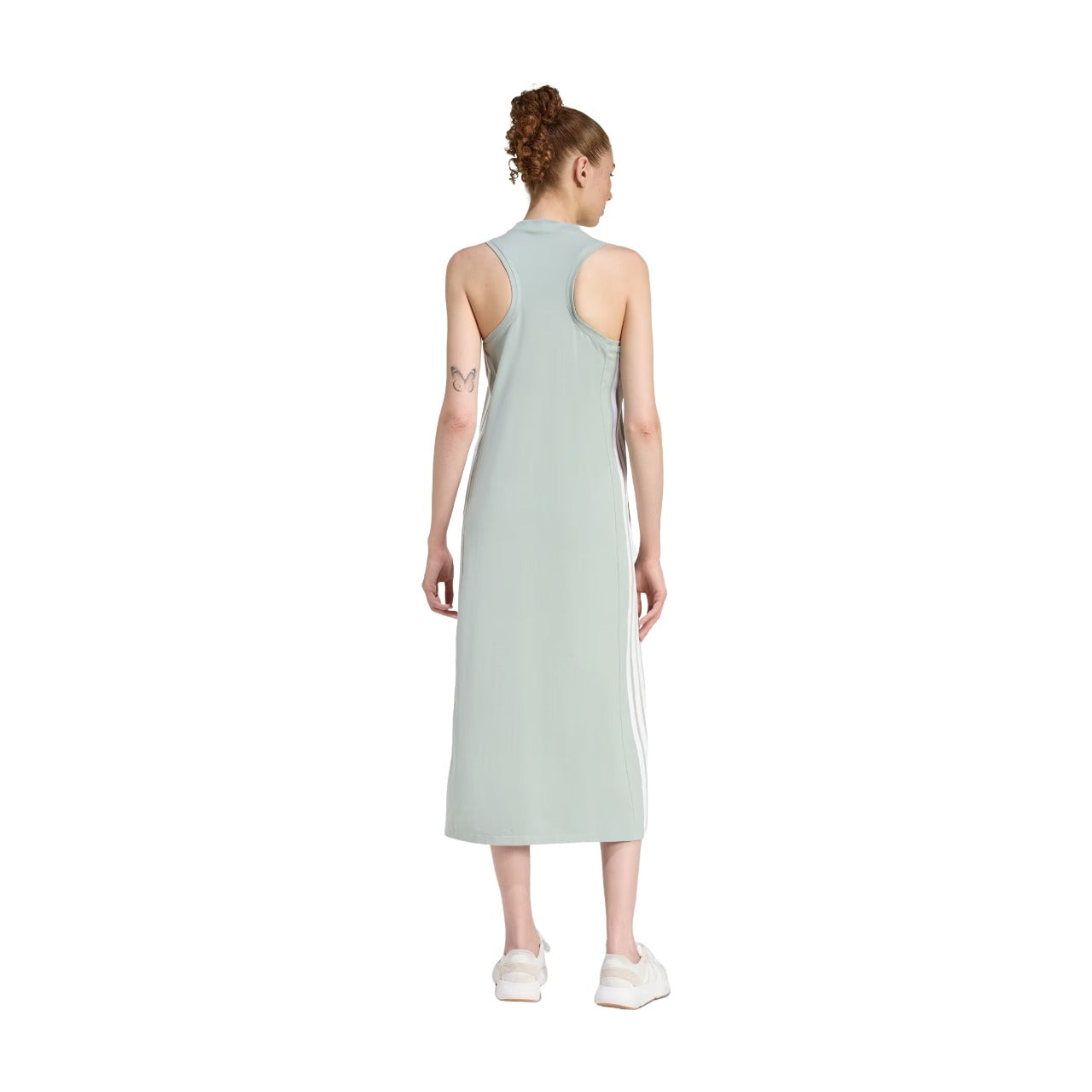 (WMNS) Платье-борцовка Adidas Essentials с тремя полосками, цвет «Wonder Sage White» — фото 2