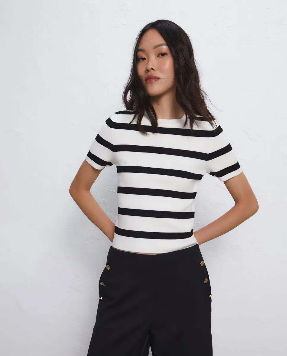 

Женский свитер с короткими рукавами и полной иглой Easy Wear, белый