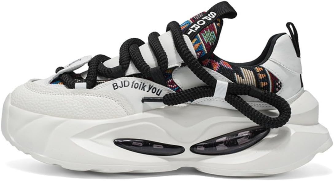 

Модные массивные кроссовки для мужчин с высотой 5 см и дышащим сетчатым и синтетическим верхом для повседневной и спортивной одежды Ctkvbmeoi, белый/черный