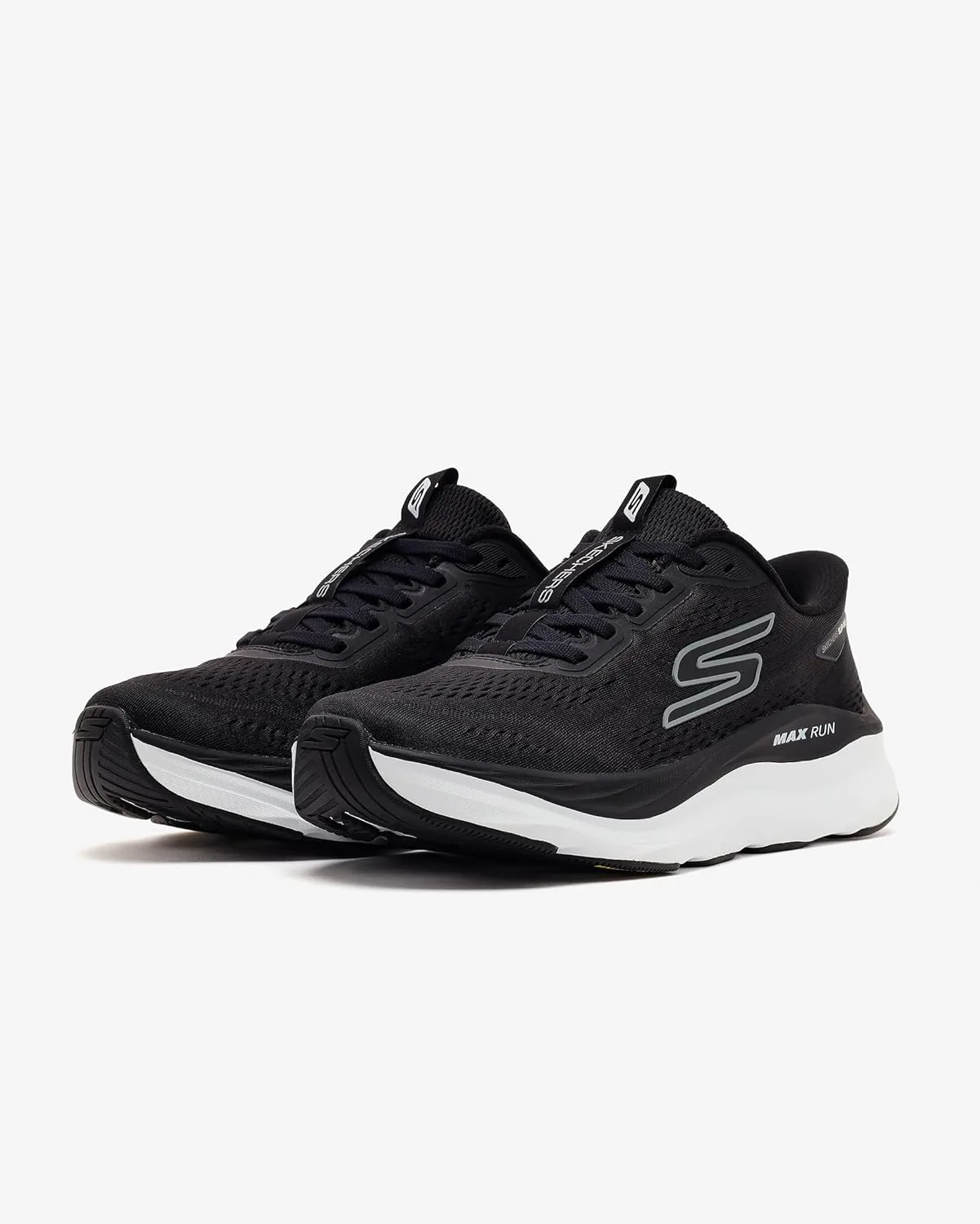 Мужские слипоны Skechers Max Run без шнурков, черно-белый — фото 3