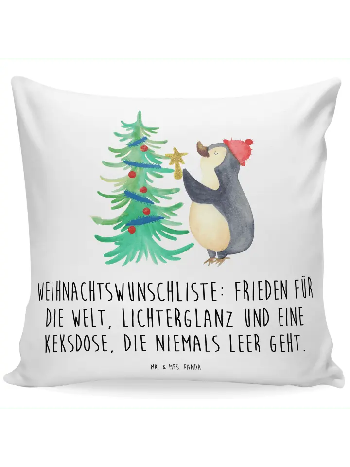 

Подушка Mr & Mrs Panda 40x40 Pinguin Weihnachtsbaum, белый