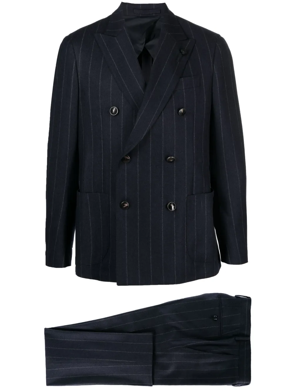 

Полосатый костюм с двубортным пиджаком Lardini, синий