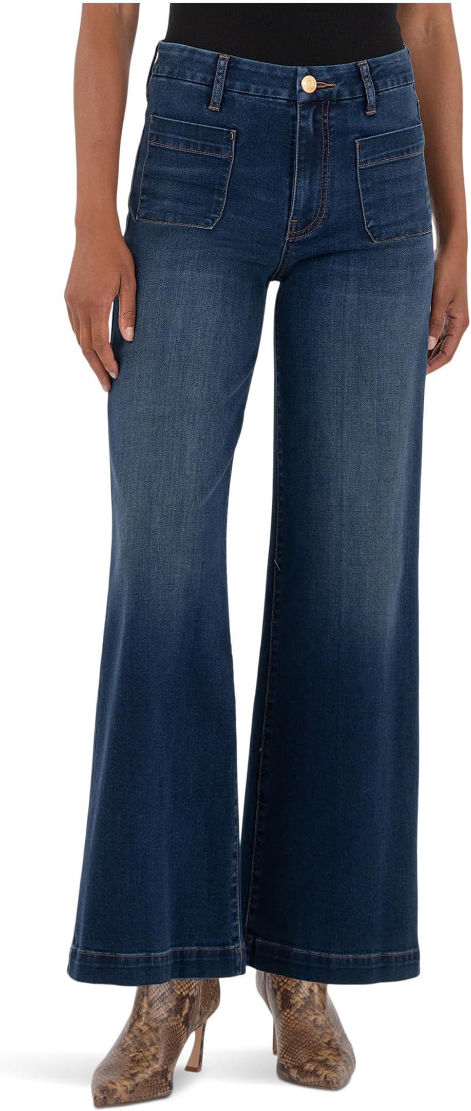 

Женские джинсы Meg с высокой талией и широкими штанинами, с накладными карманами, с обычным подолом, в стиле Contempment KUT from the Kloth, Contentment