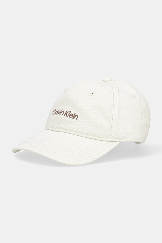 

Хлопковая кепка с козырьком Calvin Klein, бежевый