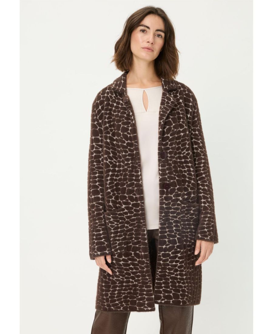 

Женский длинный современный кардиган с анималистическим пером Olsen, Chocolate