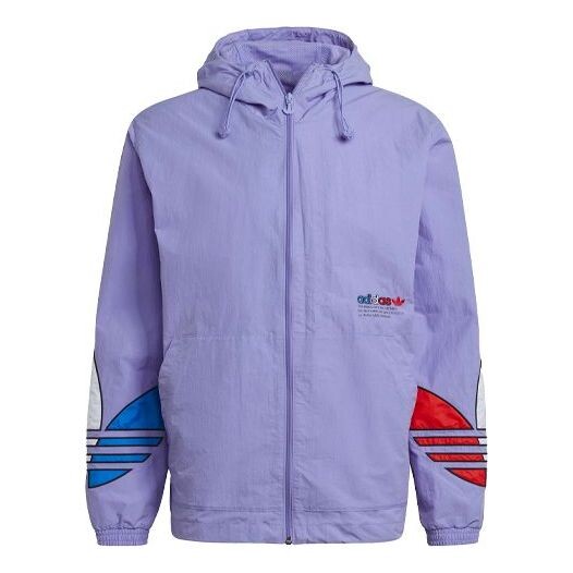 

Куртка adidas originals MENS Tricol Logo Printed Windbreaker Hoodie Jacket Purple, цвет lavender