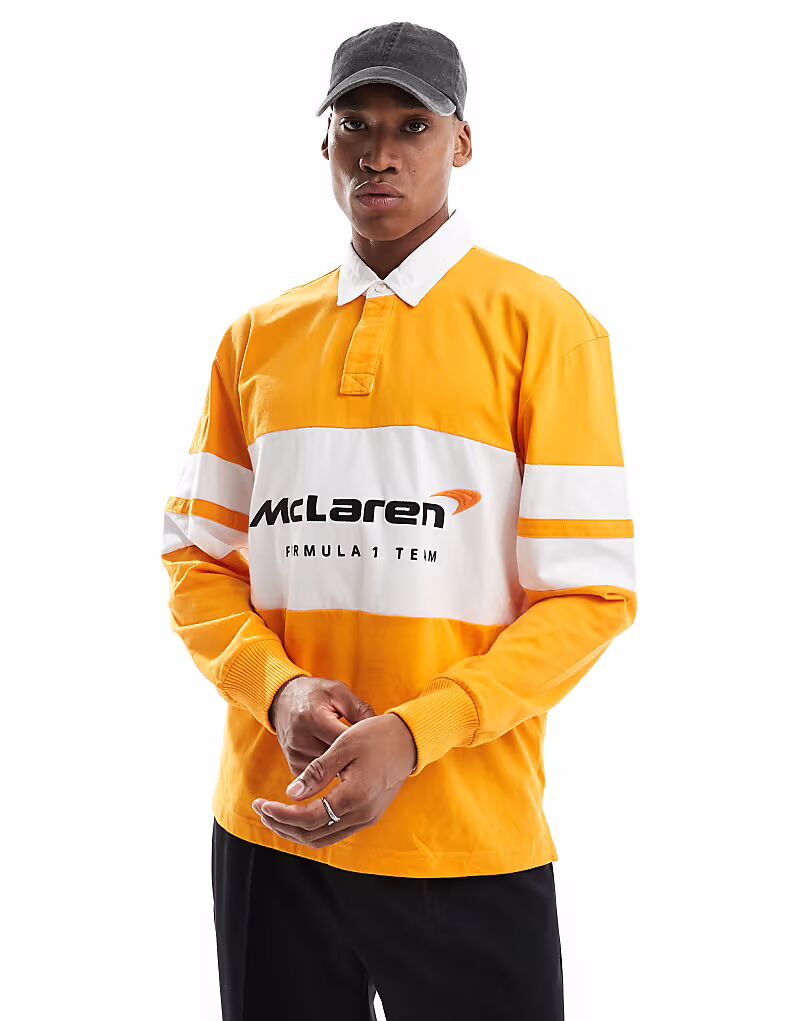 

Поло для регби с длинным рукавом Hollister McLaren оранжевого цвета