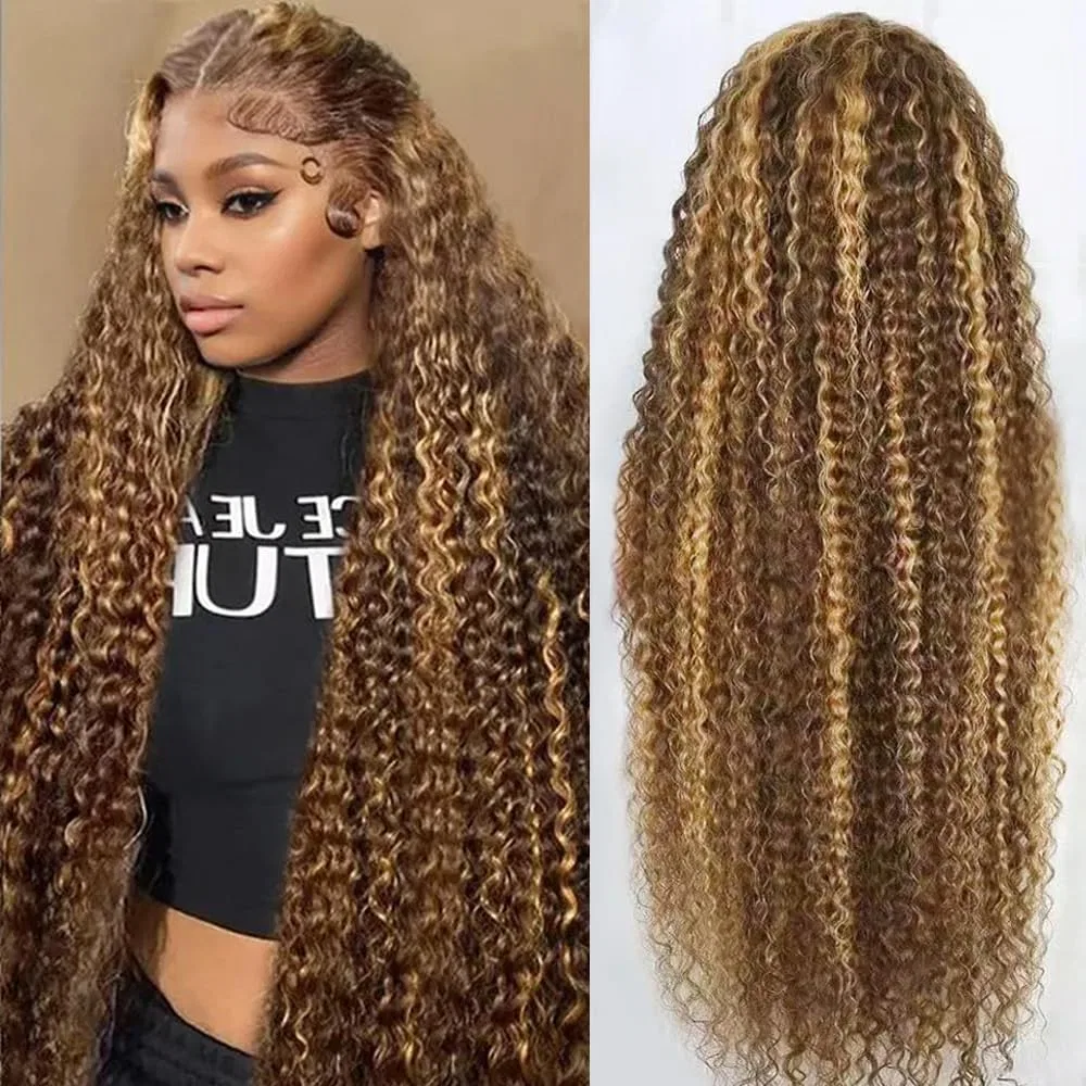 Парик Honey Blonde Ombre Deep Wave HD Lace Front из натуральных волос, 76 см Durgio, 13X6 Honey Blonde Deep Wave