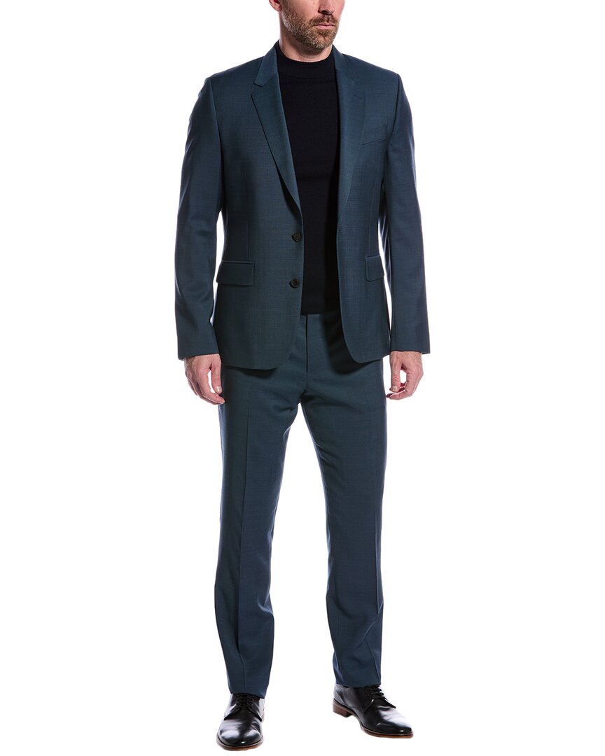 

Paul Smith 2-х предметный шерстяной костюм, приталенный по фигуре, синий