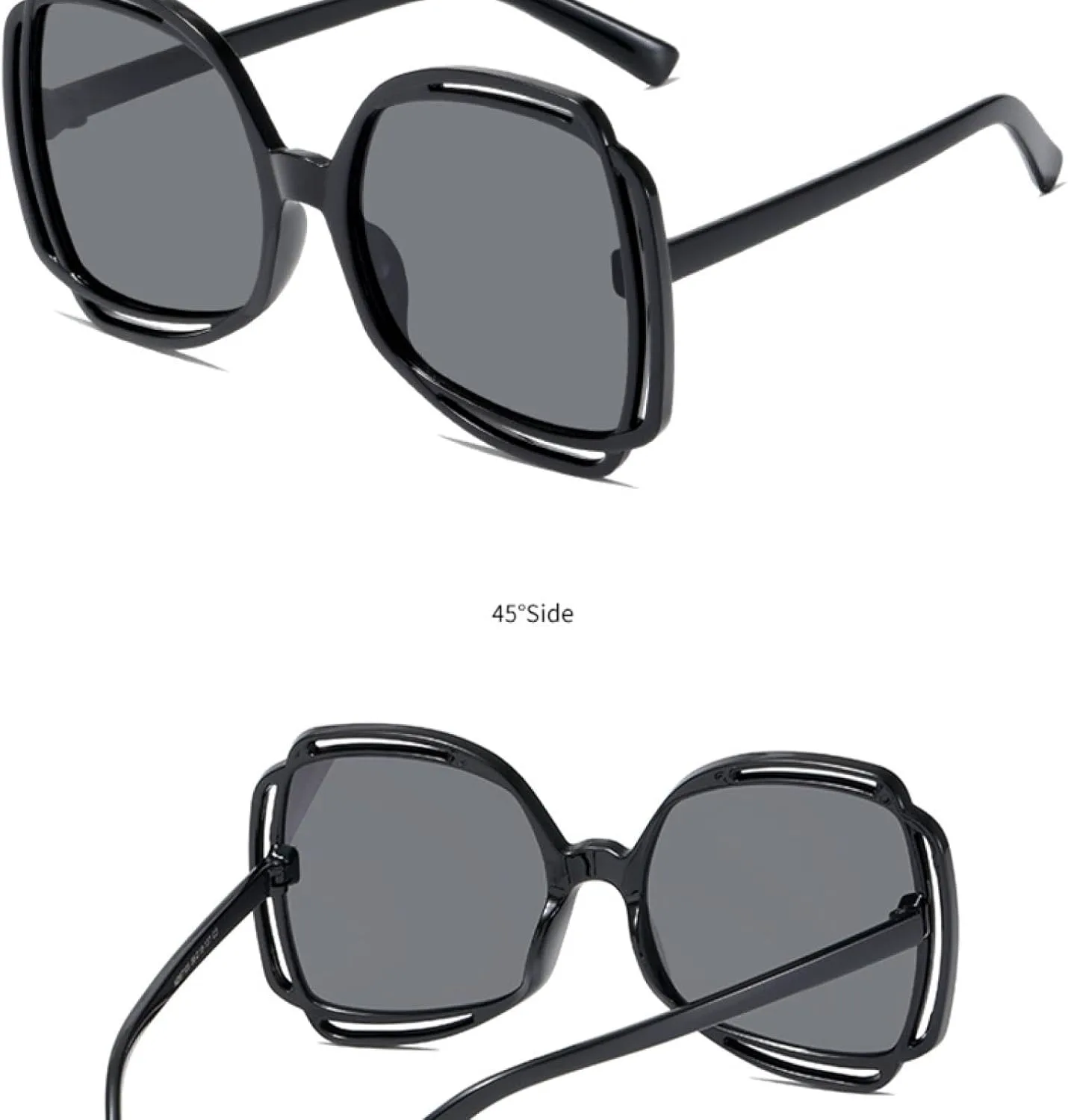 

Модные солнцезащитные очки большого размера с выемками, женские, в стиле ретро, ​​уличные, с застежкой-пряжкой, защита от УФ-излучения UV400 TKKTLLT, Leopard Tea