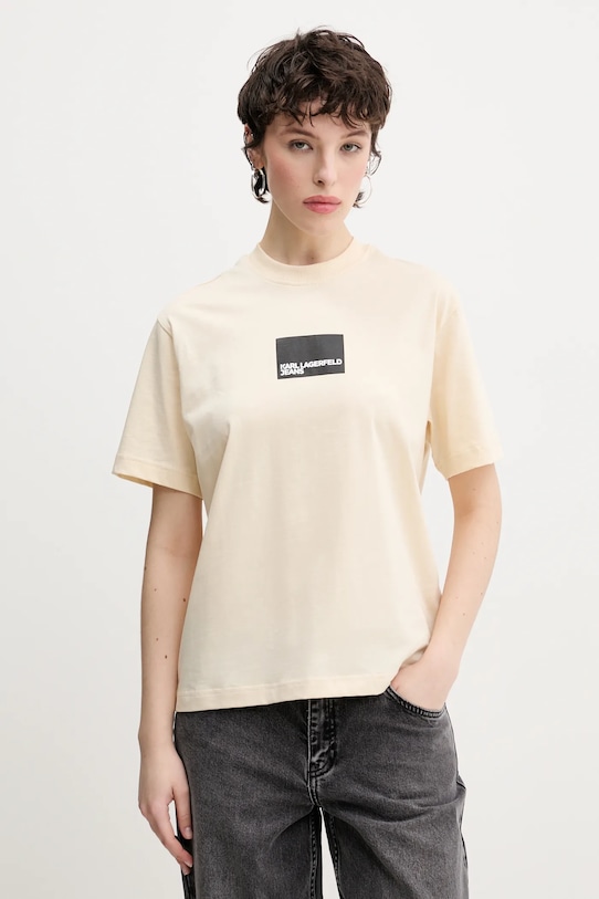

Хлопковая футболка Karl Lagerfeld Jeans, бежевый