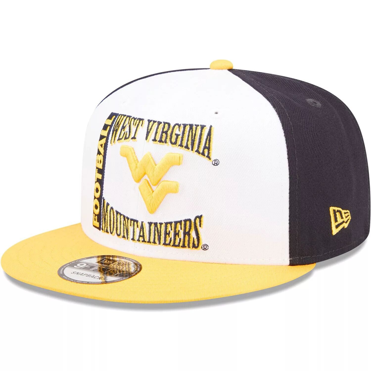 

Мужская кепка New Era белого/темно-синего цвета West Virginia Mountaineers Retro Sport 9FIFTY Snapback Hat