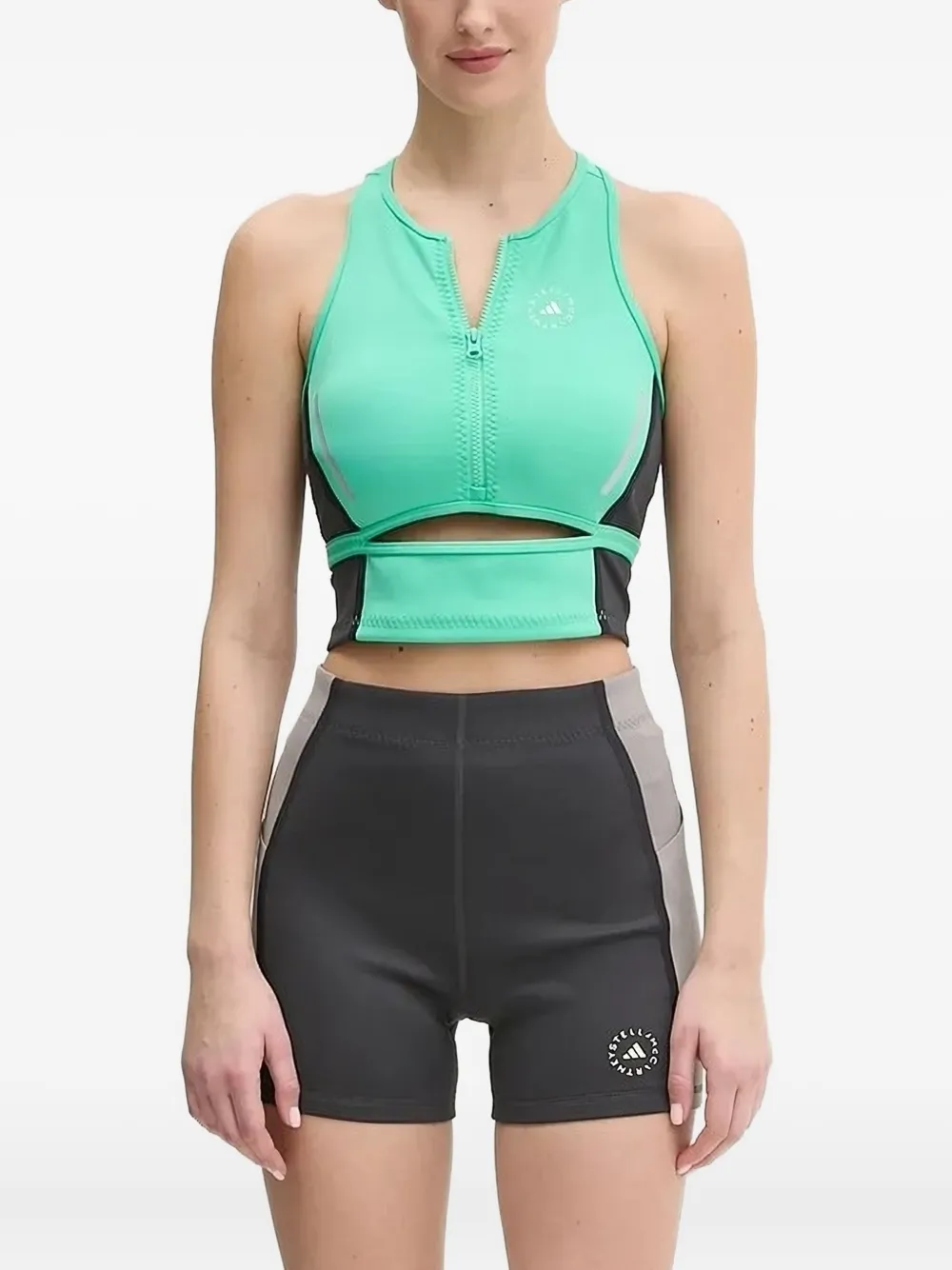 

Укороченный топ с застежкой-молнией спереди adidas by Stella McCartney, зеленый