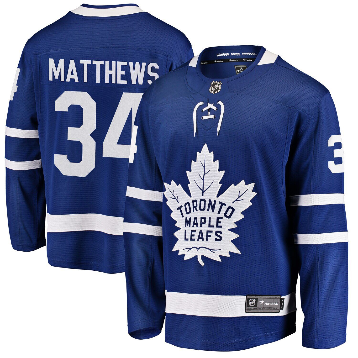 

Мужская фирменная футболка игрока Auston Matthews Royal Toronto Maple Leafs Fanatics