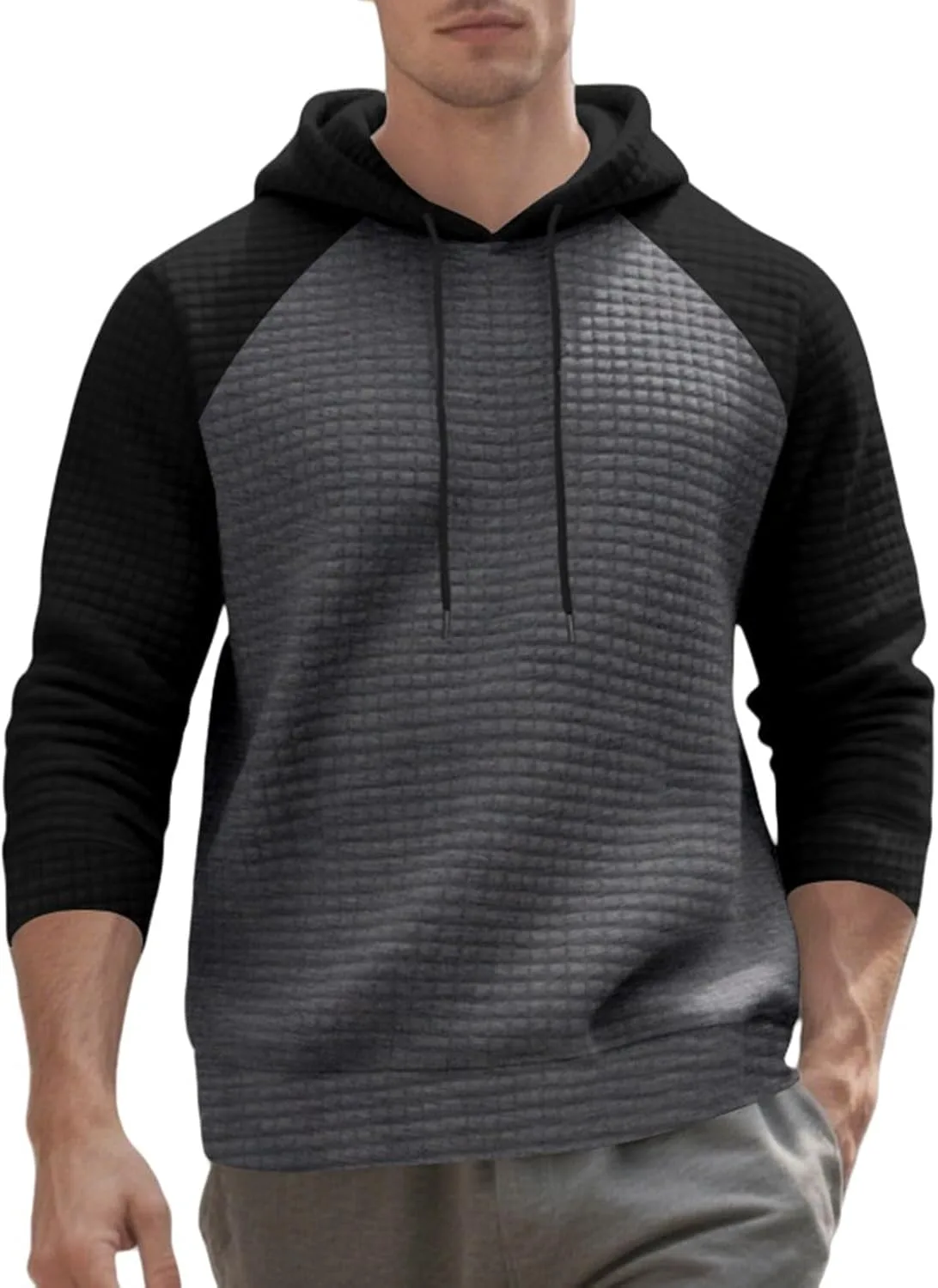 

Мужской оверсайз худи с вафельной фактурой и длинными рукавами RSZGSWS