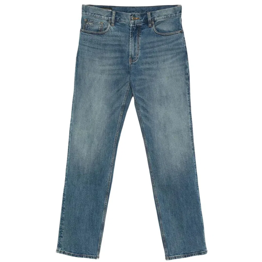 Джинсы прямого кроя с патчем логотипа EMPORIO ARMANI, Blue