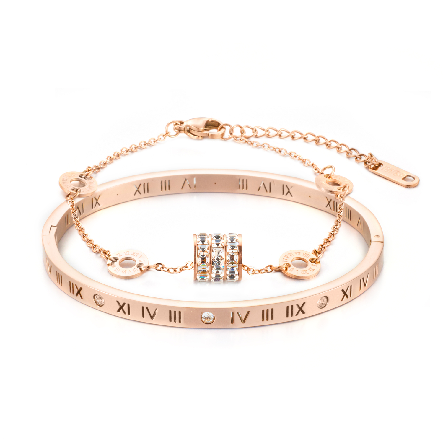 

Браслет для многослойного ношения, роскошная элегантность, уникальный дизайн, универсальный браслет для женщин Miss Wei, roman numeral bracelet + small waist bracelet (золото)