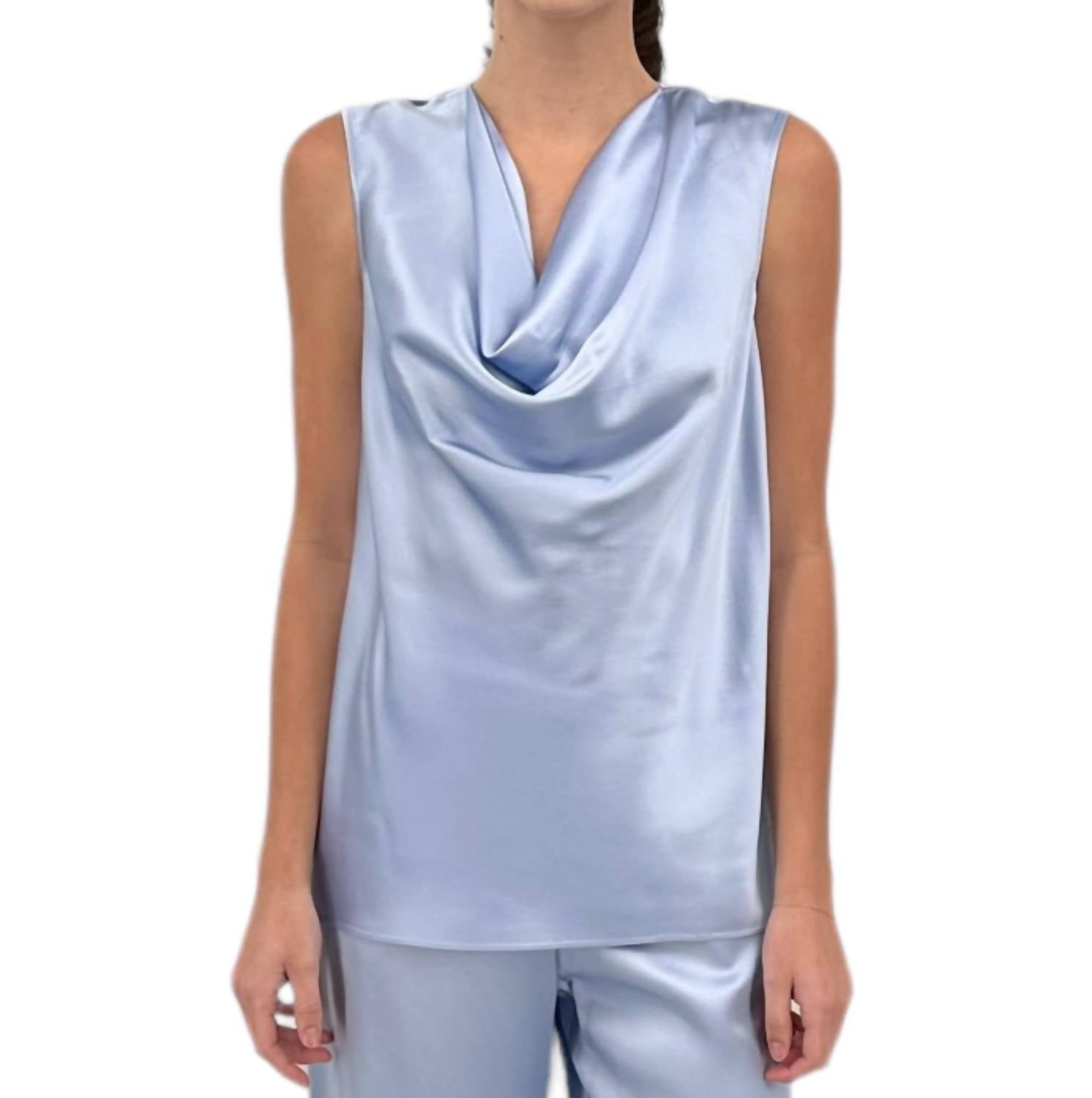 

DiOMi Атласная майка с воротником-хомутом, цвет Lolite Blue