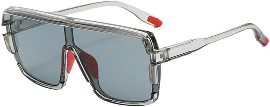 

Солнцезащитные очки в крупной оправе для мужчин, цельная линза, квадратная форма, солнцезащитные очки для женщин, зеленые, фиолетовые, UV400 generic, Grey