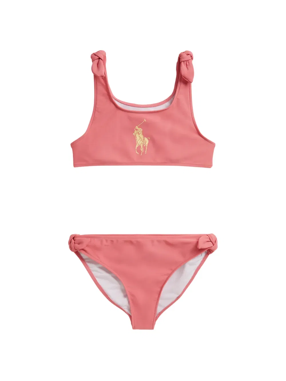 Купальник из двух частей с завязками Polo Ralph Lauren Kids, розовый