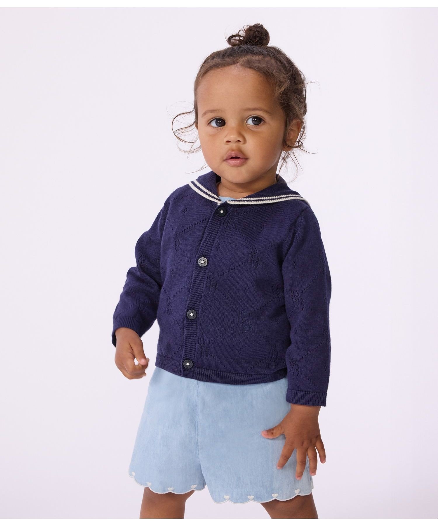 Вязаный кардиган с матросским воротником PETIT BATEAU, Blue