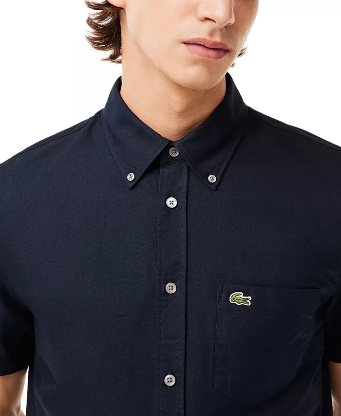 Мужская рубашка с коротким рукавом на пуговицах Oxford Lacoste, синий — фото 2