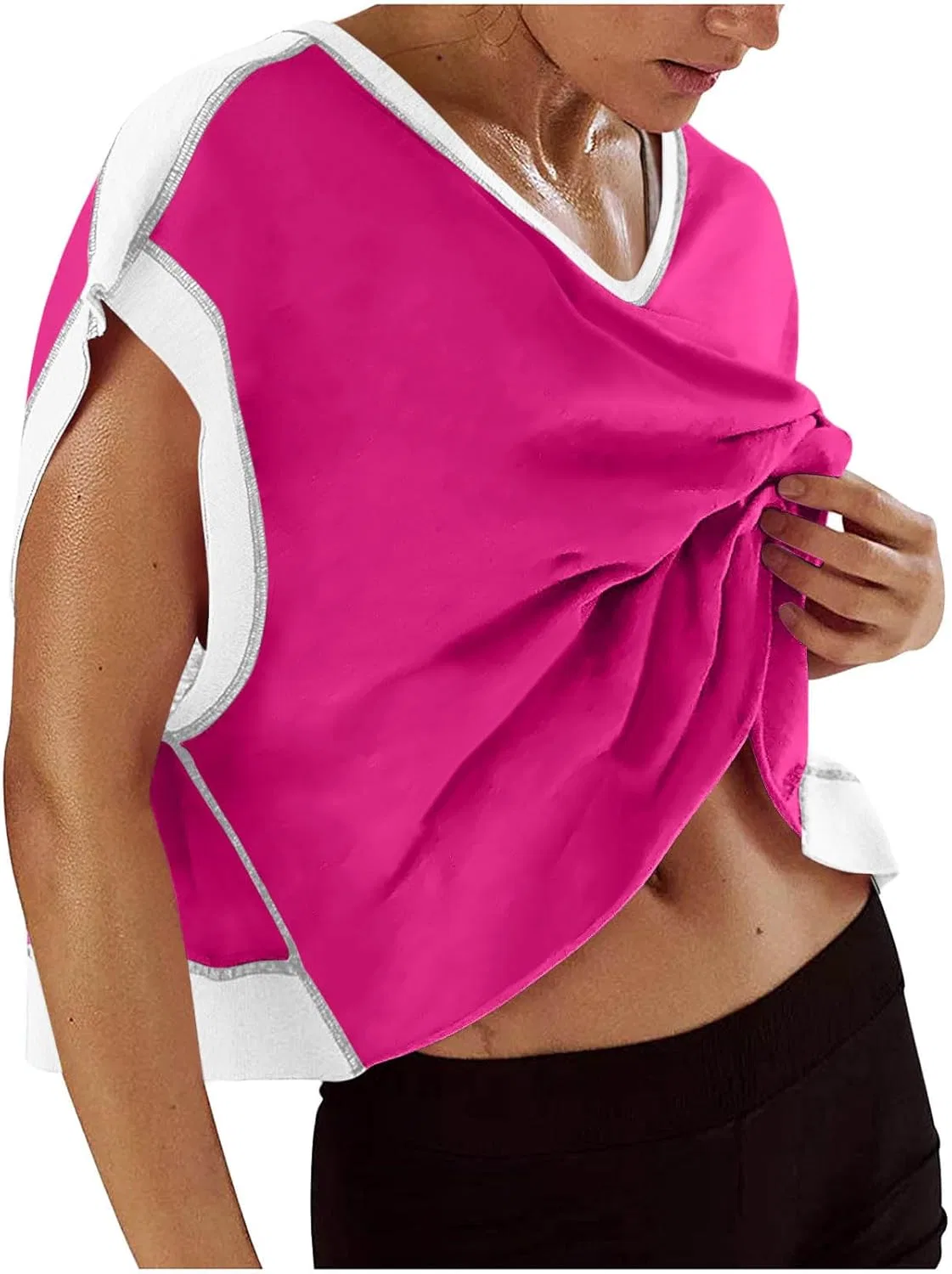 Женская футболка с открытой спиной Y2K, Generic, A04#hot Pink