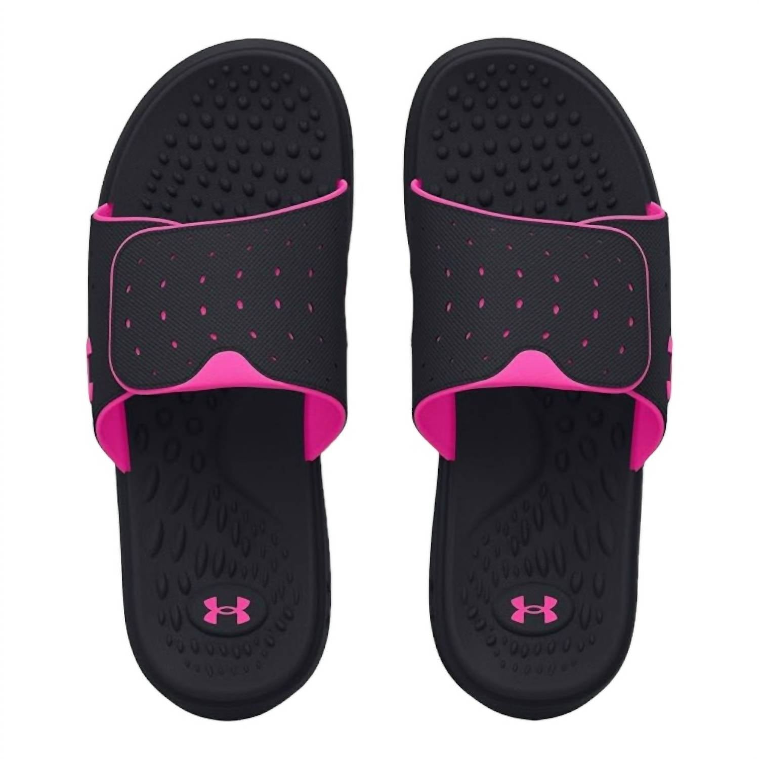 Женские слайды Ignite Pro в черном и розовом цвете Rebel Pink Under Armour — фото 2