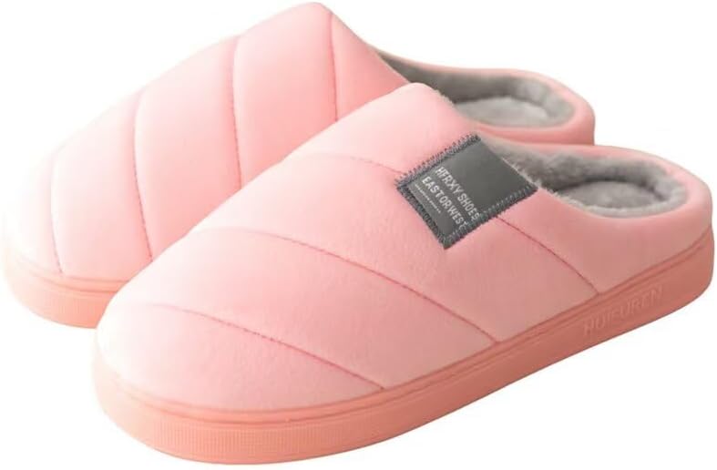 

Мужские и женские нескользящие лаконичные теплые зимние домашние тапочки Zonkacen, розовый
