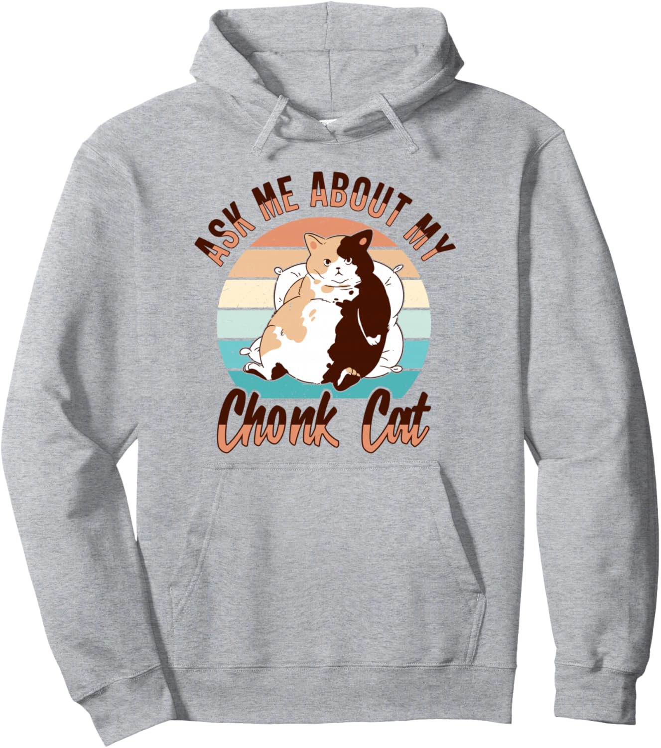 

Мем про толстую кошечку, котенок, мяу, пухленькая толстовка с котом Chunk Cat Shirt, серый