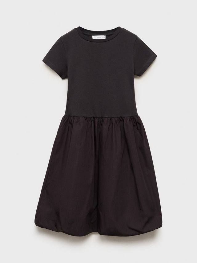 

Детское платье с рукавами-фонариками из хлопка Mango, Charcoal