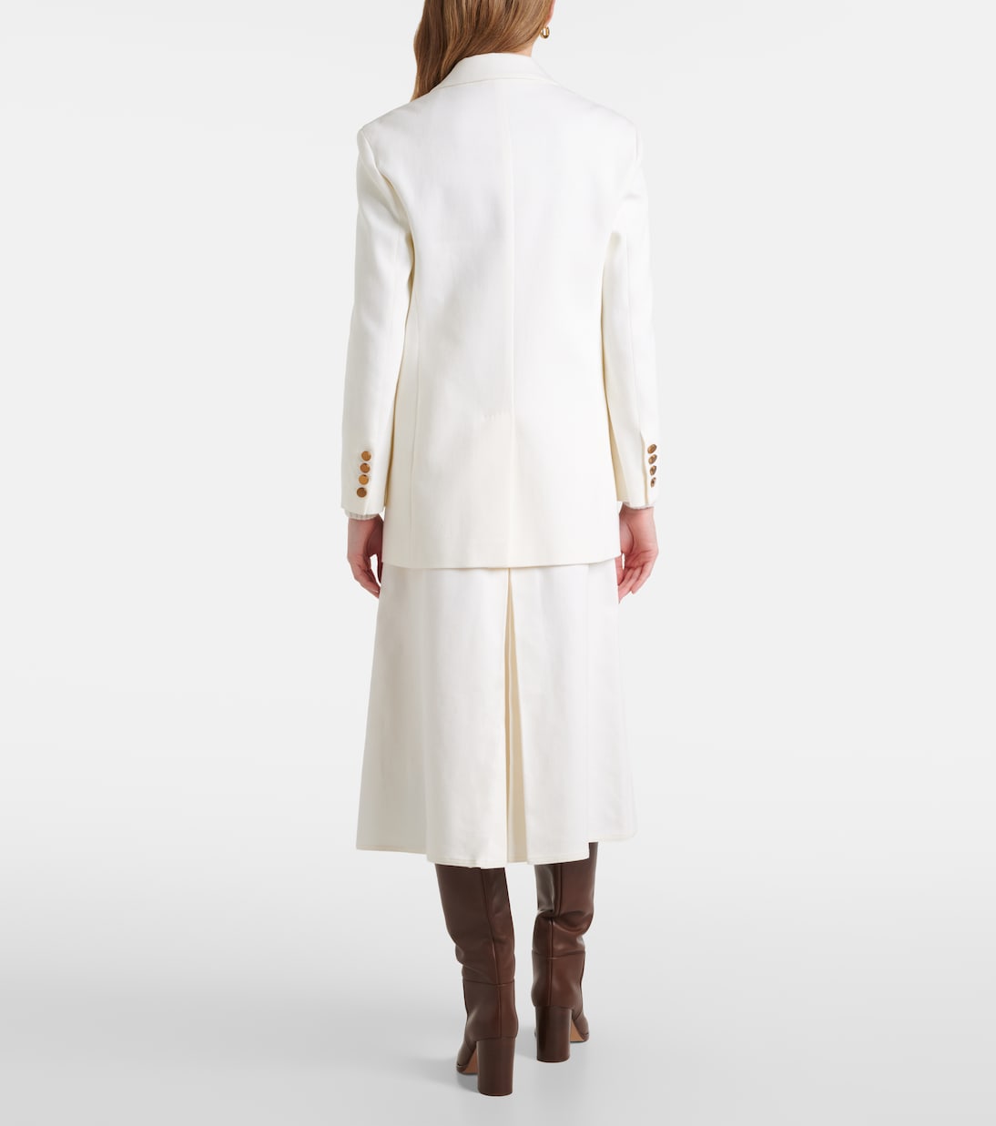Однобортная хлопковая куртка для строевой подготовки Max Mara, Bianco — фото 3