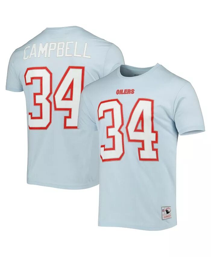 

Мужская футболка Earl Campbell Light Blue с логотипом и номером бывшего игрока Houston Oilers Mitchell & Ness