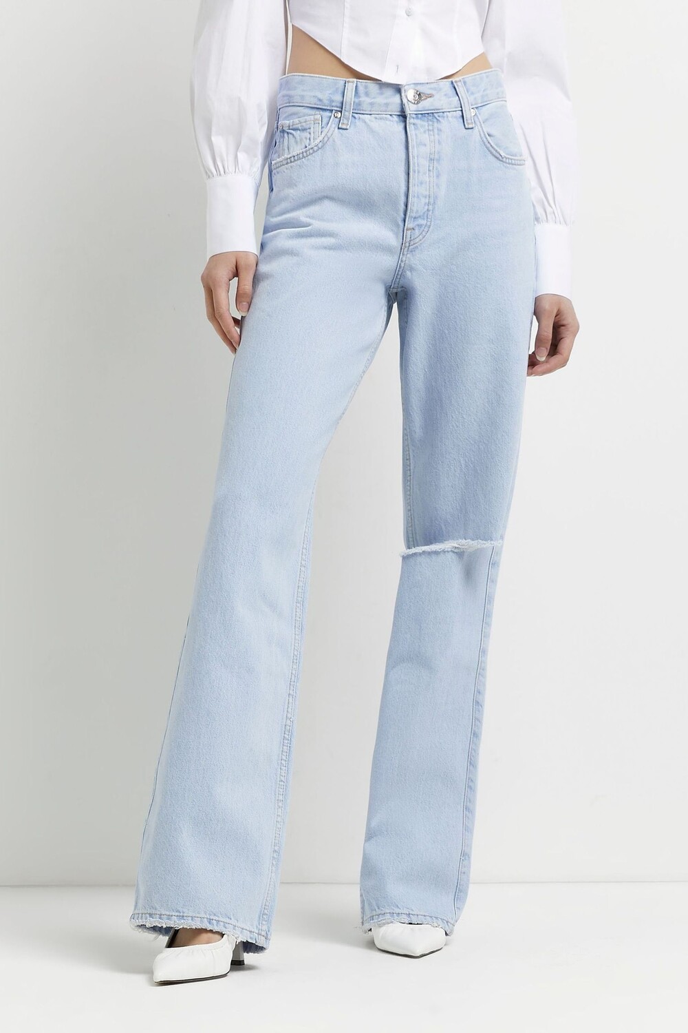

Светло-Голубые джинсы «папа» River Island, синий