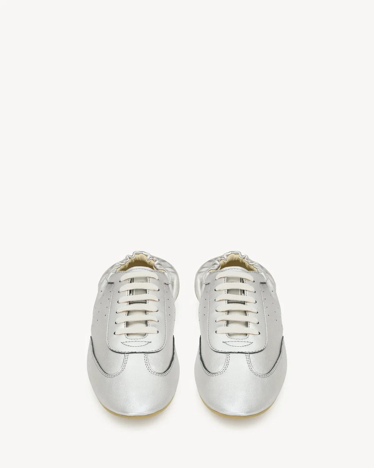 Кроссовки LEWIS из металлизированной кожи и замши SAINT LAURENT, серебряный — фото 2