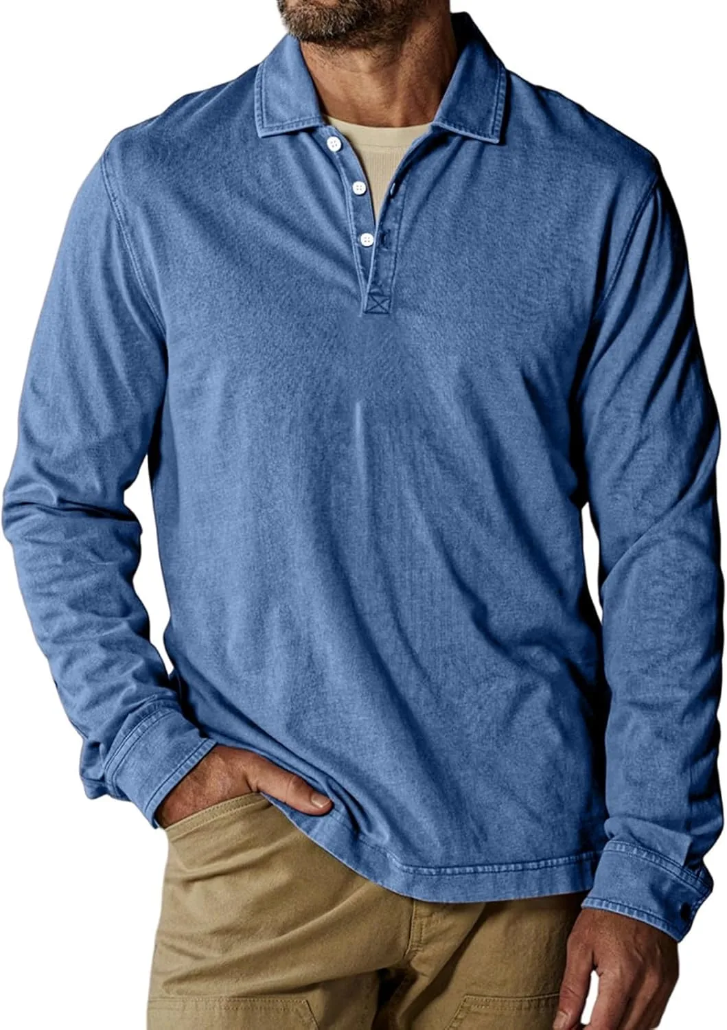 

Ymosrh мужская поло с длинным рукавом, Casual, размеры M-3XL