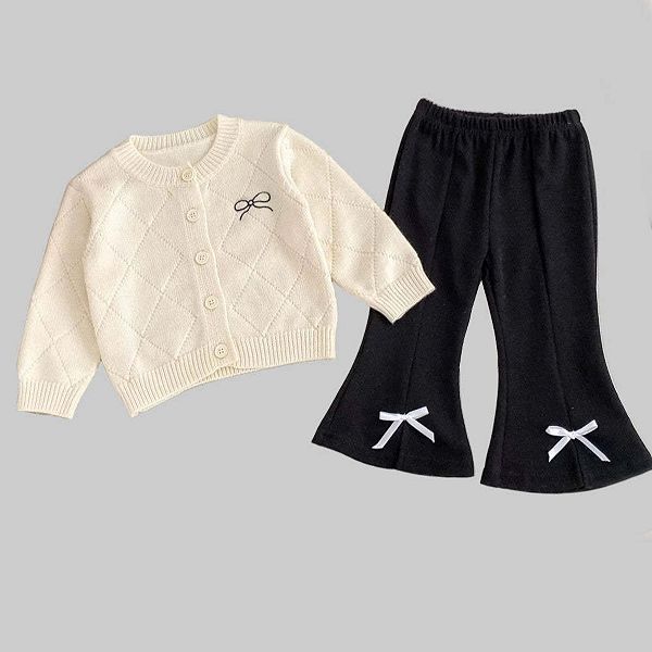 

Детский комплект с узором аргайл: кардиган с длинными рукавами и брюки Mykids-Usa