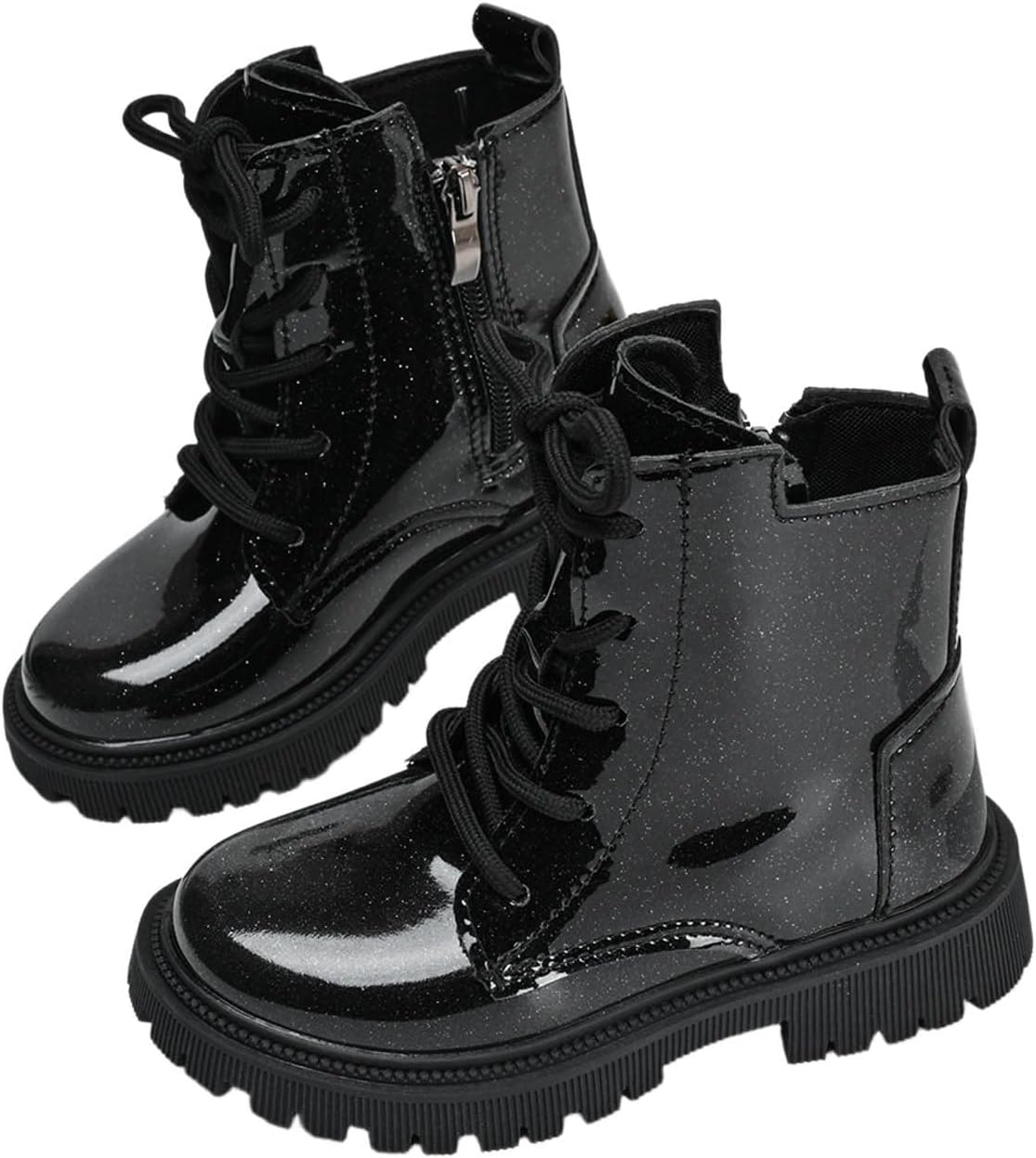 

Детские ботильоны для девочек на шнуровке, с молнией сбоку, кожаные, в стиле милитари и гот, короткие прогулочные ботинки Generic, #024